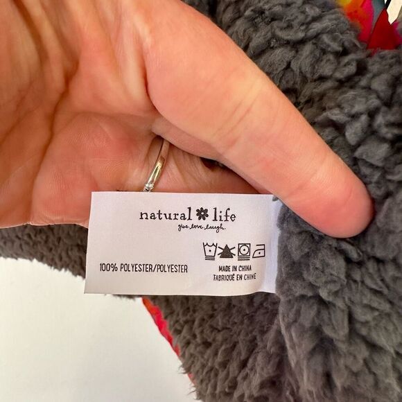 Natural Life Bright Colored Abstract Floral Fleece Lined Crop Vest - Picture 6 of 6